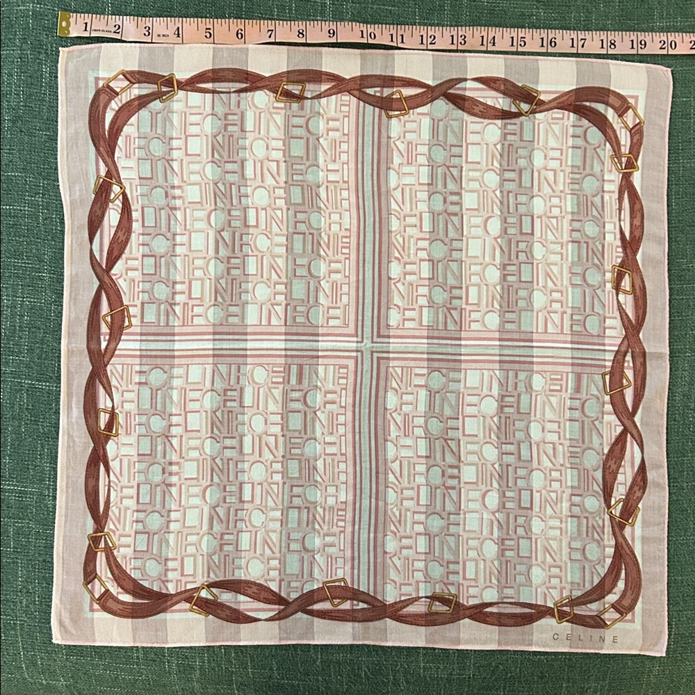 Celine Designer Scarf Bandana in Pink and Brown